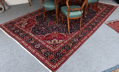 Lot 1272 - Tabriz Carpet, the indigo field of meandering...