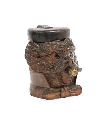 Lot 132 - A Black Forest Carved Linden Wood Tobacco Jar,...