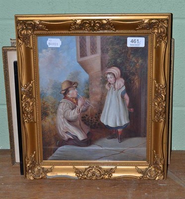 Lot 461 - Oil on board 'The Rustic Musician' and four other pictures and prints (5)