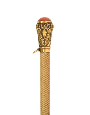 Lot 2159 - A Victorian Silver-Gilt and Coral-Mounted Whip