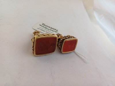 Lot 2158 - Two Victorian Gold-Mounted Hardstone Fob-Seals