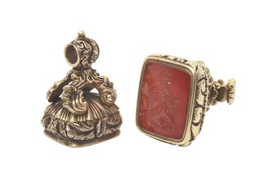 Lot 2158 - Two Victorian Gold-Mounted Hardstone Fob-Seals