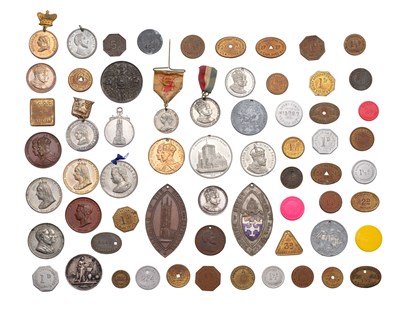 Lot 497 - A Collection of Derby Tokens, Medals and...