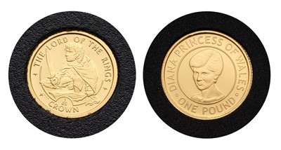 Lot 386 - 2x Miniature Gold Commemorative Coins,...