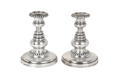 Lot 2007 - A Pair of George III Silver Telescopic Candlesticks
