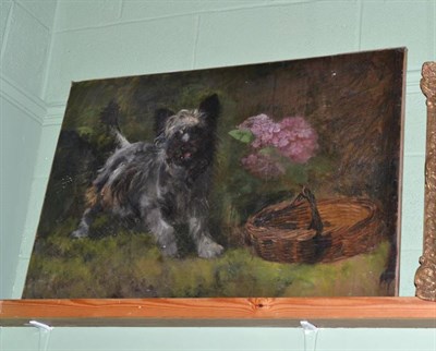 Lot 482 - Large unframed oil study of a dog