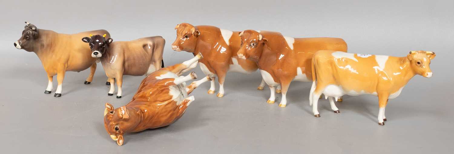 Lot 185 - Beswick Cattle Comprising: Guernsey Bull Ch. ''...