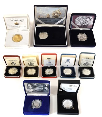 Lot 445 - Assorted Royal Mint Silver Proof Crowns, 10 in...