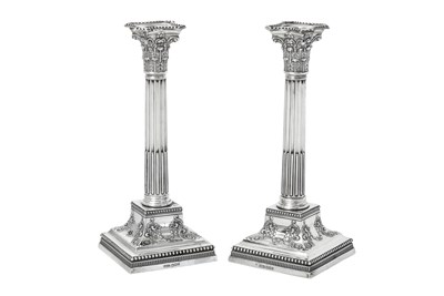 Lot 2218 - A Pair of Victorian Silver Candlesticks