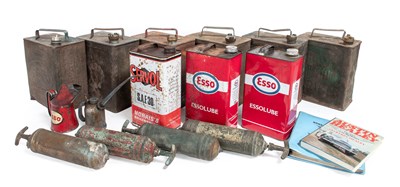 Lot 644 - Six Metal Fuel Cans, including Shell and BP,...