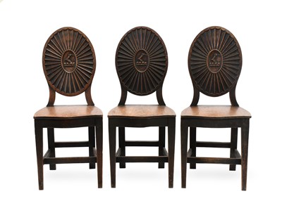 Lot 520 - A Set of Three George III Carved Mahogany Hall...