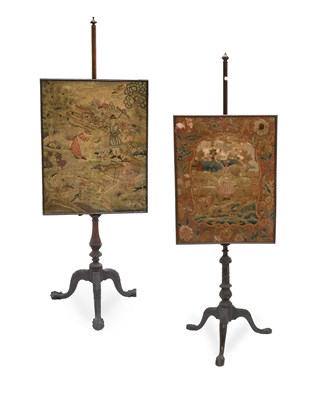 Lot 494 - A George III Carved Mahogany Pole Screen, late...