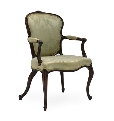 Lot 491 - A George III Carved Mahogany Open Armchair,...