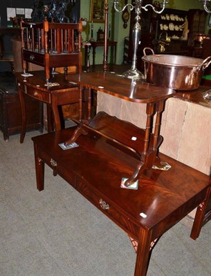 Lot 538 - A reproduction mahogany two drawer coffee table, mahogany Canterbury, mahogany two drawer side...