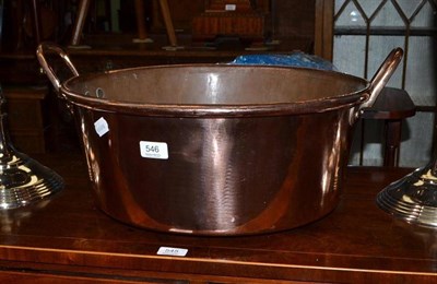 Lot 546 - Copper twin-handled pan