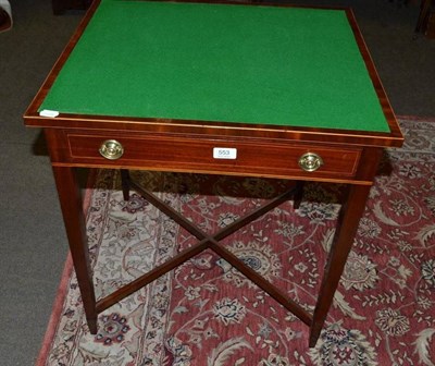 Lot 553 - Mahogany single drawer table with inset green baize top