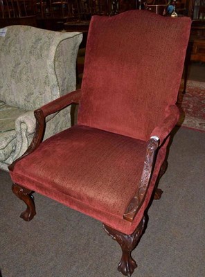 Lot 564 - Mahogany framed upholstered chair on claw and ball feet