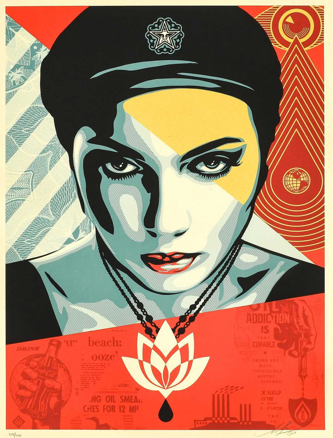 Lot 479 - Shepard Fairey (b.1970) American "Oil Lotus...