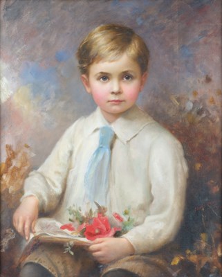Lot 1131 - Edward Hughes (1832-1908) Portrait of a boy,...