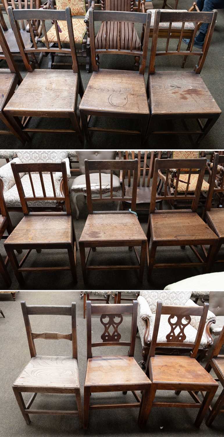 Lot 1287 - A Harlequin Set of Six Oak 19th Century...
