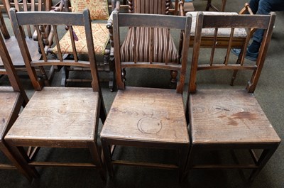 Lot 1287 - A Harlequin Set of Six Oak 19th Century...