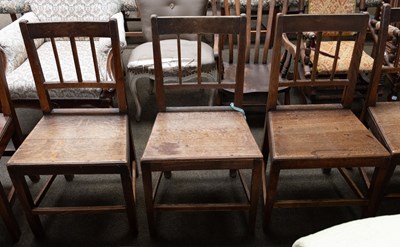 Lot 1287 - A Harlequin Set of Six Oak 19th Century...