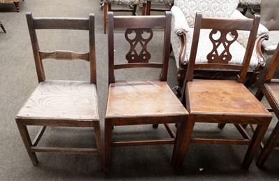 Lot 1287 - A Harlequin Set of Six Oak 19th Century...
