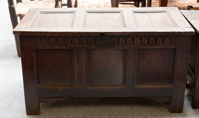 Lot 1201 - An 18th Century Oak Three Panel Coffer, 112cm...