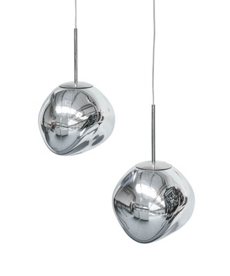 Lot 611 - Two Tom Dixon Melt Light Pendants, silver...