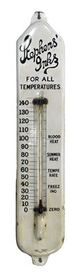 Lot 3127 - Stephens Inks Thermometer Adverting Enamel Sign