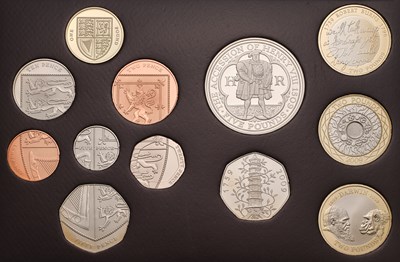 Lot 423 - 2009 Deluxe UK Proof Coin Set, 12 coins from...