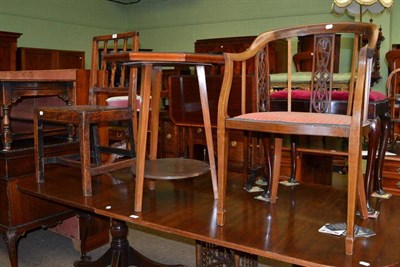 Lot 608 - Two tier occasional table, oak country chair and Edwardian chair