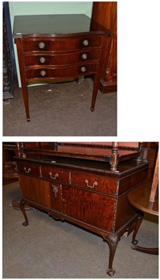 Lot 610 - An early 20th century mahogany sideboard and a reproduction mahogany three drawer chest