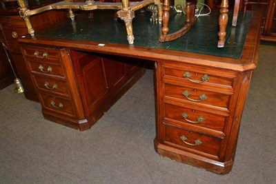 Lot 614 - A Victorian mahogany twin pedestal partner's desk