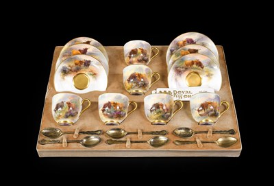 Lot 330 - A Set of Six Royal Worcester Porcelain Cabinet...