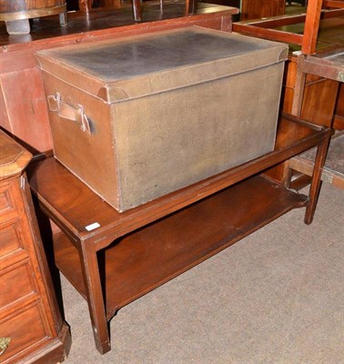 Lot 621 - Mahogany two tier coffee table and two leather boxes