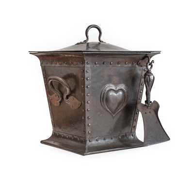 Lot 602 - An Arts & Crafts Copper and Wrought-Iron Coal...