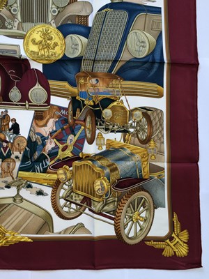 Lot 1041 - Hermès Silk Scarf, Automobile depicting early...