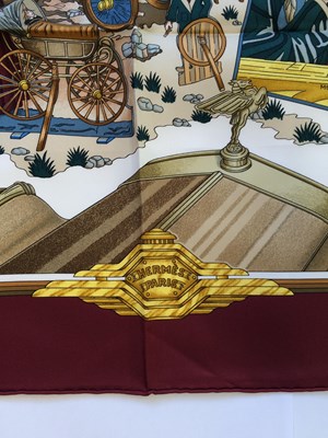 Lot 1041 - Hermès Silk Scarf, Automobile depicting early...