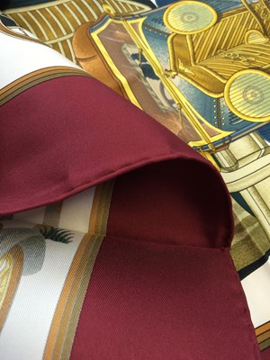 Lot 1041 - Hermès Silk Scarf, Automobile depicting early...
