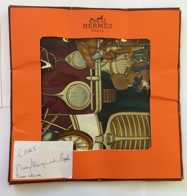 Lot 1041 - Hermès Silk Scarf, Automobile depicting early...