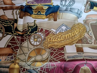 Lot 1041 - Hermès Silk Scarf, Automobile depicting early...