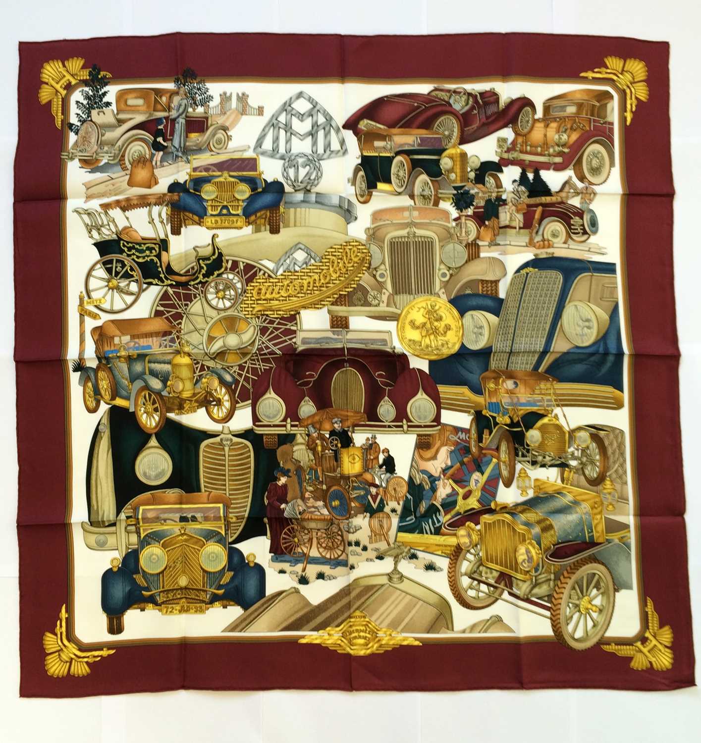 Lot 1041 - Hermès Silk Scarf, Automobile depicting early...