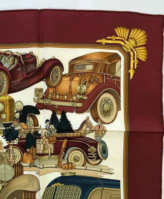 Lot 1041 - Hermès Silk Scarf, Automobile depicting early...