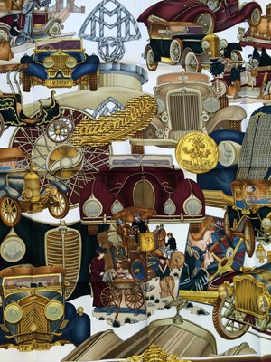 Lot 1041 - Hermès Silk Scarf, Automobile depicting early...