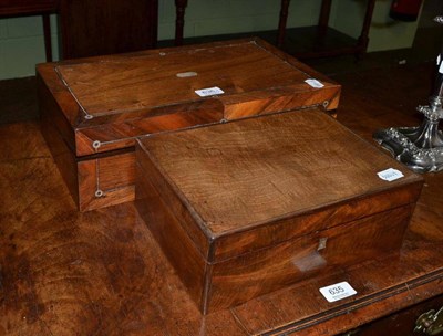 Lot 636 - Rosewood cased writing slope and a mahogany cased hinged jewellery box (2)