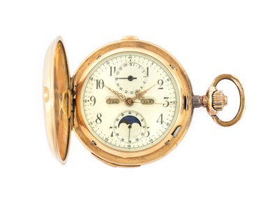 Lot 2265 - A 14 Carat Gold Full Hunter Triple Calendar...