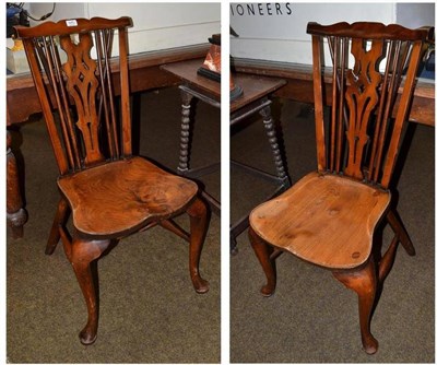 Lot 645 - Pair of kitchen chairs with burr elm seats