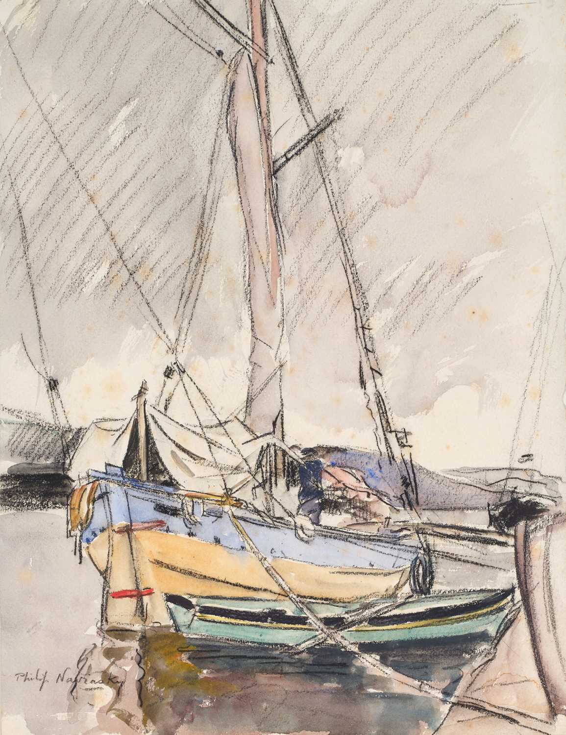 Lot 1004 - Philip Naviasky (1894-1983) Boats in harbour...