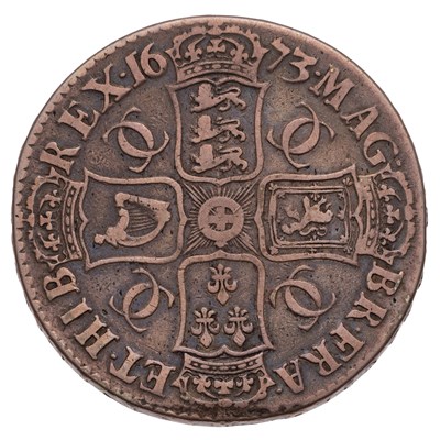 Lot 88 - Charles II, Crown 1673, V.QVINTO, third draped...